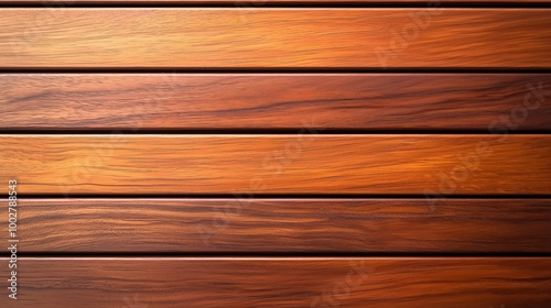 Horizontal Mahogany Wooden Planks with Matte Finish, Symmetrical Wide-Angle Shot