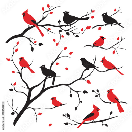 silhouettes of birds,bird, silhouette, animal, nature, illustration, vector, birds, crow, black, isolated, beak, bullfinch, branch, wildlife, white, wing, raven, feather, winter, cartoon, art, fly, tr
