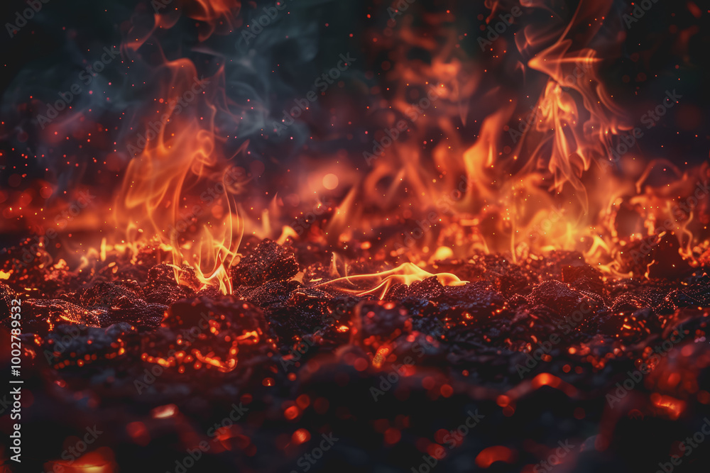 The abstract background of red flames combined with black gives a hot feeling. The abstract background of red flames combined with black gives a hot feeling.