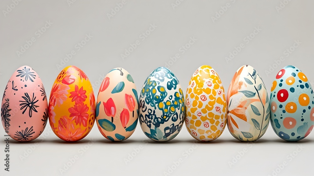 Beautifully decorated Easter eggs with a variety of vibrant colors fun patterns and intricate details creating a festive and celebratory atmosphere for the holiday season Beautifully decorated Easter eggs with a variety of vibrant colors fun patterns and intricate details creating a festive and celebratory atmosphere for the holiday season