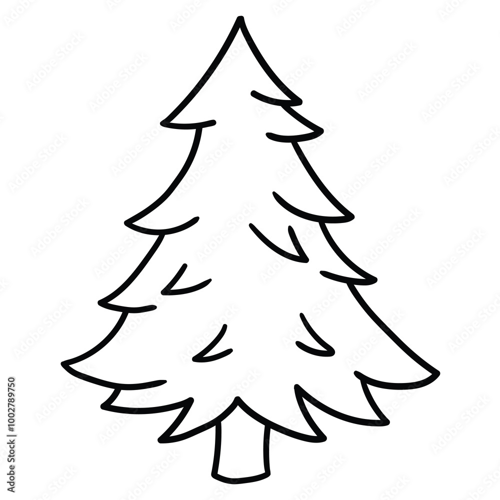 Fototapeta premium Hand drawn doodle spruce on white background.