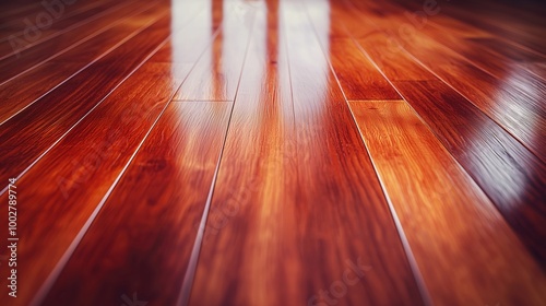 Polished Dark Cherry Wood Panels with Glossy Texture and Reflections