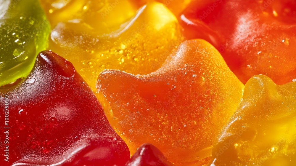 a close-up view of colorful gummy bears. The gummy bears are in various colors, including red, orange, yellow, and green a close-up view of colorful gummy bears. The gummy bears are in various colors, including red, orange, yellow, and green