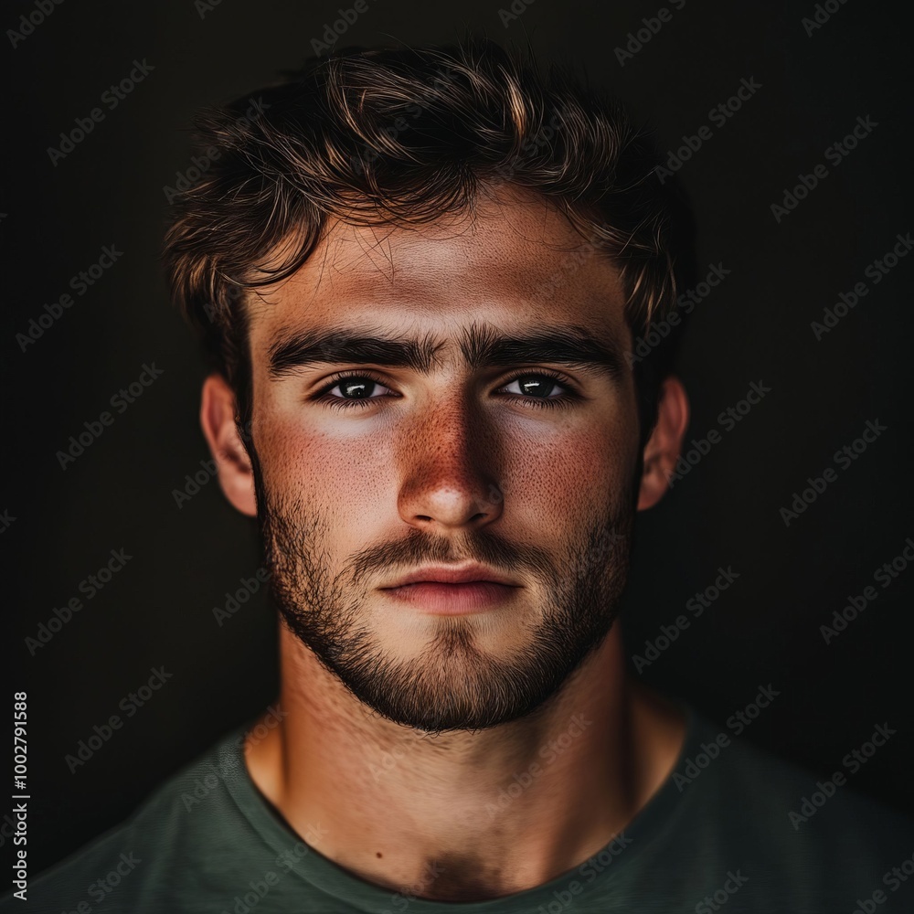A man with a beard and a green shirt A man with a beard and a green shirt