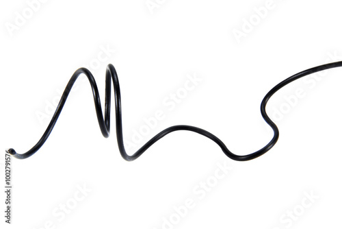 Black wire cable of usb and adapter isolated on transparent background.