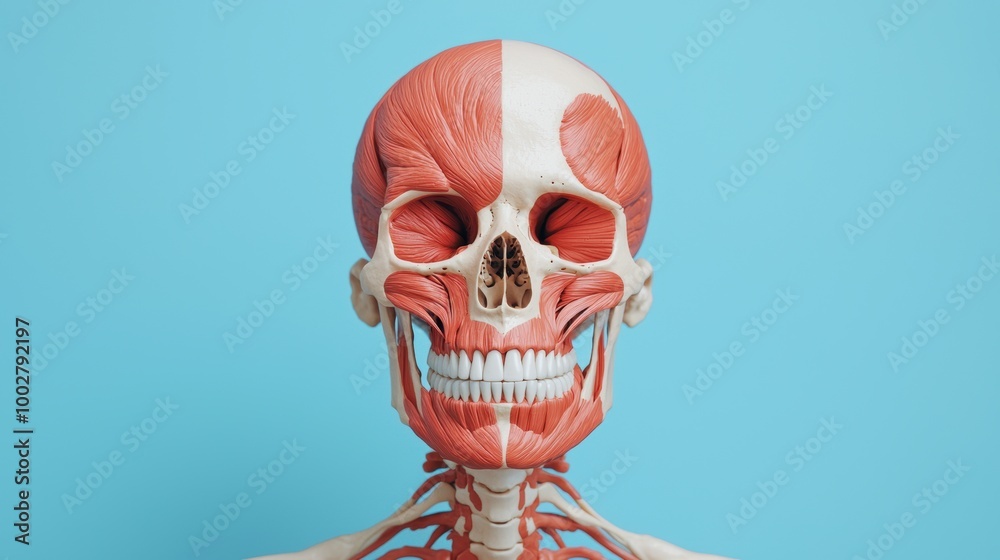 Human Skull and Facial Muscles Anatomy Model Human Skull and Facial Muscles Anatomy Model
