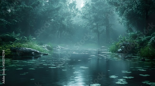 Mystical Forest River: A Serene Landscape