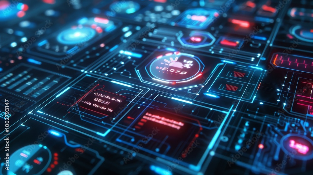 Holographic Interface with App Icons and Elements Holographic Interface with App Icons and Elements