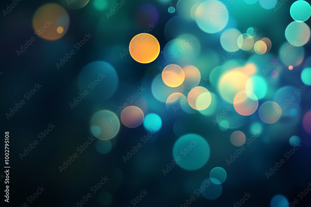 Multicolor Bokeh with Raining Lights and Rainbow Confetti on Black Background