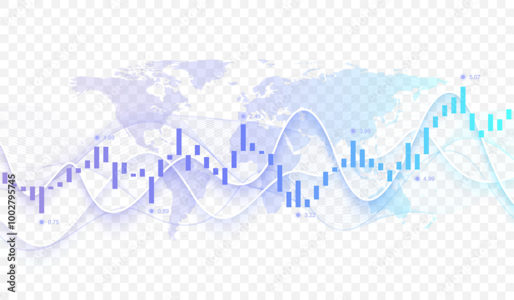Stock market or Forex trading graph in graphic concept for financial investment or economic trends business idea design. Worldwide finance background. Vector illustration Stock market or Forex trading graph in graphic concept for financial investment or economic trends business idea design. Worldwide finance background. Vector illustration