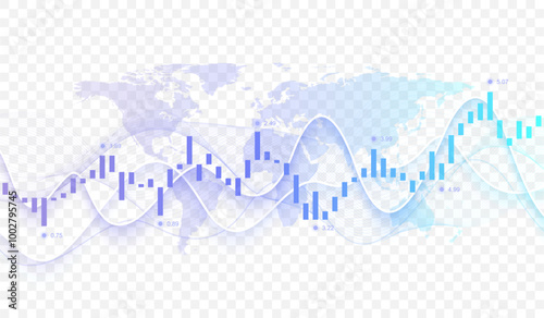 Stock market or Forex trading graph in graphic concept for financial investment or economic trends business idea design. Worldwide finance background. Vector illustration