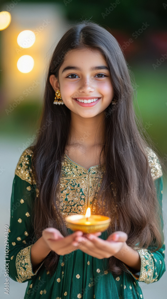 young indian woman holding oil lamp on diwali festival young indian woman holding oil lamp on diwali festival