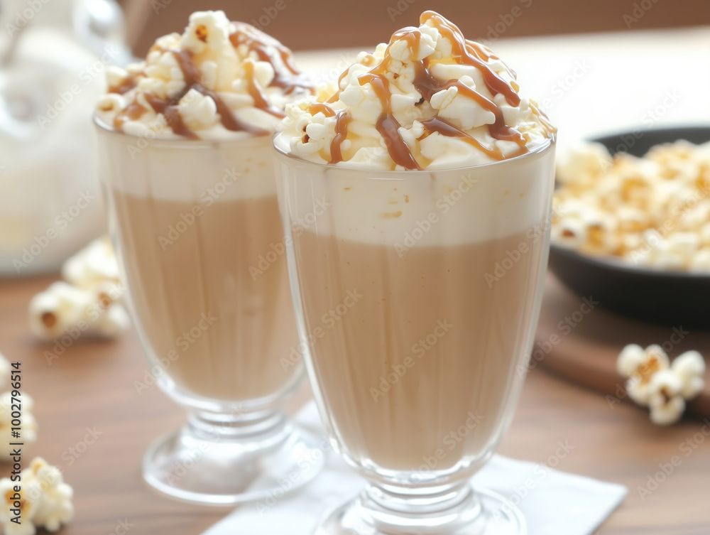 Coffee with caramel and popcorn Coffee with caramel and popcorn