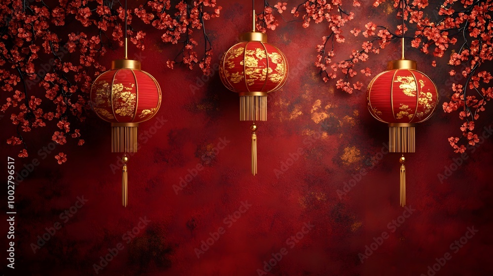 Vibrant Chinese New Year Backdrop with Golden Accents and Auspicious Red Symbolizing Prosperity Wealth and Abundance During the Festive Cultural Vibrant Chinese New Year Backdrop with Golden Accents and Auspicious Red Symbolizing Prosperity Wealth and Abundance During the Festive Cultural