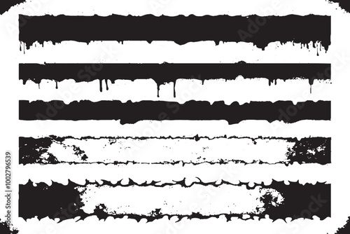 Wallpaper Mural Grunge Edges Collection - Black and White Textured Borders Torontodigital.ca