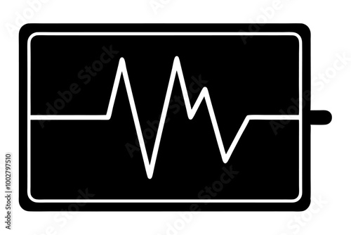 A modern electrocardiograms  icon silhouette vector on white background.	