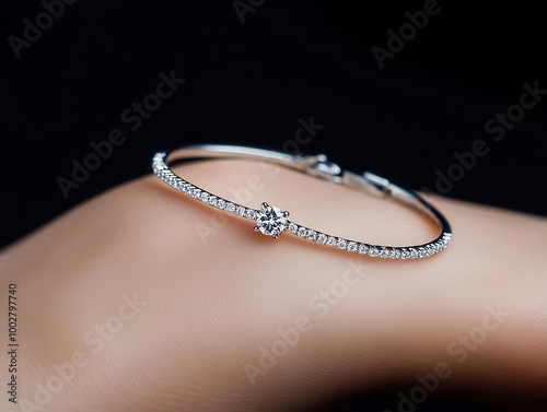 Diamond bracelet with a bar setting, minimalist and elegant design, bracelet, diamond, bar setting, minimalist photo