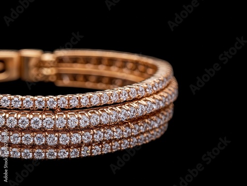 Diamond bracelet with a three-row design, each row sparkling with diamonds, bracelet, diamond, three-row, elegant