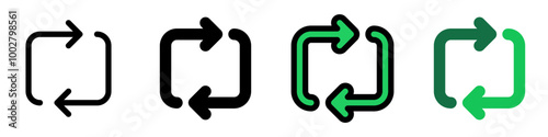 Editable vector loop repeat icon. Black, transparent white background. Part of a big icon set family. Perfect for web and app interfaces, presentations, infographics, etc