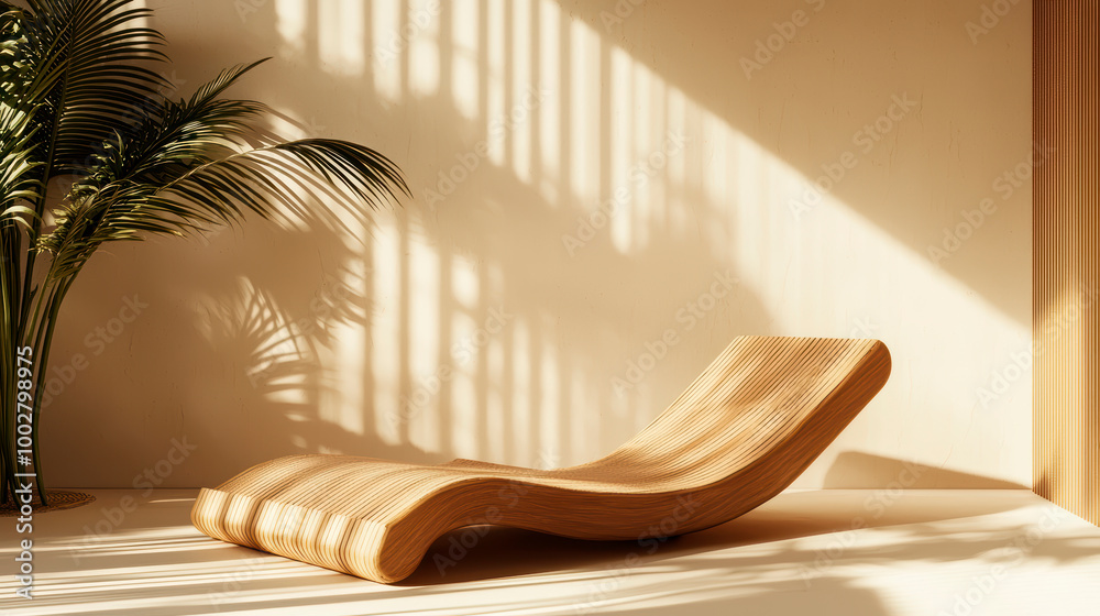 Fototapeta premium Outdoor Furniture On Smooth Beige Surface For Patio Seating .