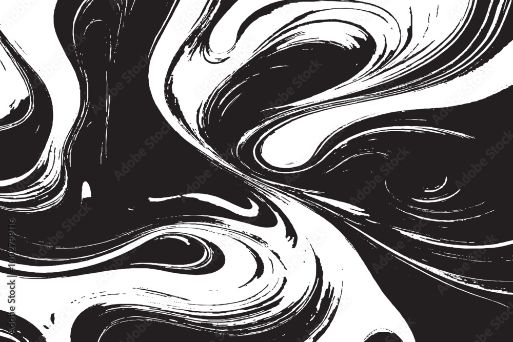 Fototapeta premium Close-Up of Black and White Swirling Paint Patterns