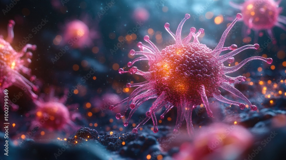 Hyper-detailed Image of Cancer Cells Under a Microscope for Scientific Research and Education Hyper-detailed Image of Cancer Cells Under a Microscope for Scientific Research and Education