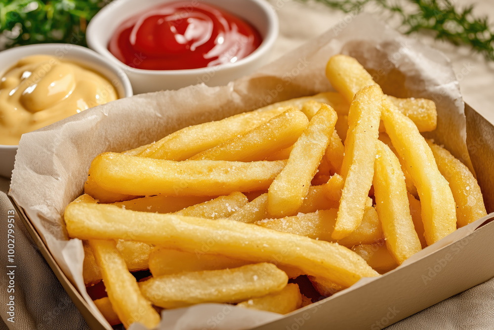 French fries with mayonnaise and ketchup French fries with mayonnaise and ketchup