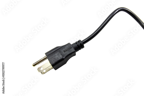 Black power plug isolated on transparent background. photo