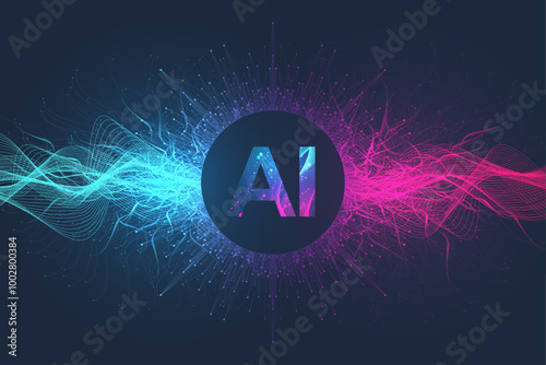 AI Banner Concept In The Digital Style. Generative Ideas Design Element For Internet Technology. Futuristic Technology Concept Artificial Intelligence