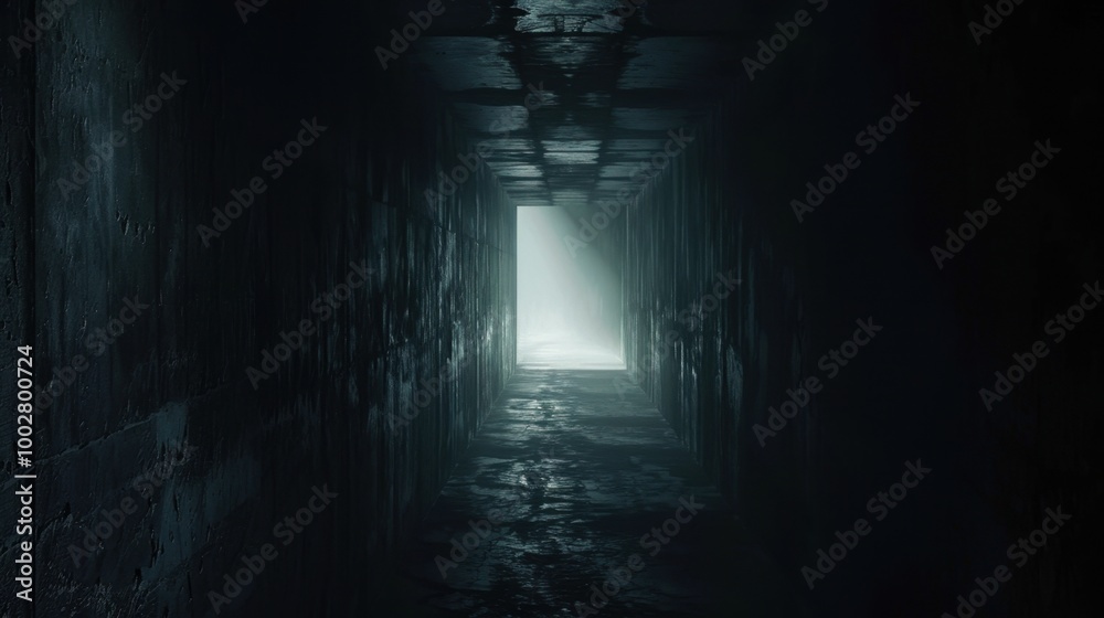Fototapeta premium Mysterious Dark Tunnel with Light at the End