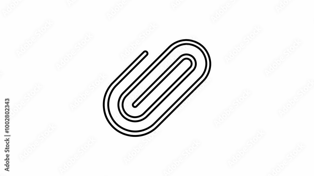 Animation of a paperclip icon on a white background. 4K video. Looped animation. Animation of a paperclip icon on a white background. 4K video. Looped animation.