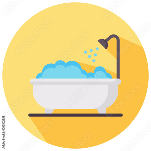 bathtub round flat vector icon