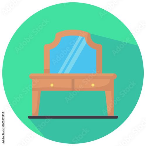 dressing table round flat vector icon