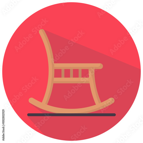 rocking chair round flat vector icon