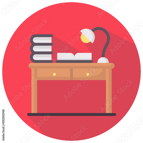 reading desk round flat vector icon