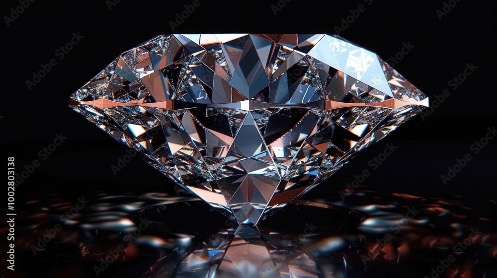 A stunning diamond gem shines brilliantly against a dark background, showcasing its intricate facets and timeless elegance. A stunning diamond gem shines brilliantly against a dark background, showcasing its intricate facets and timeless elegance.