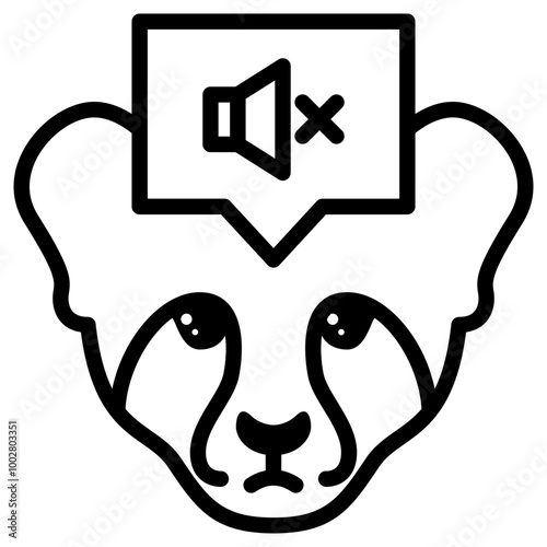 Baby Cheetah Silent Icon. Simple Animal Head Vector Illustration.