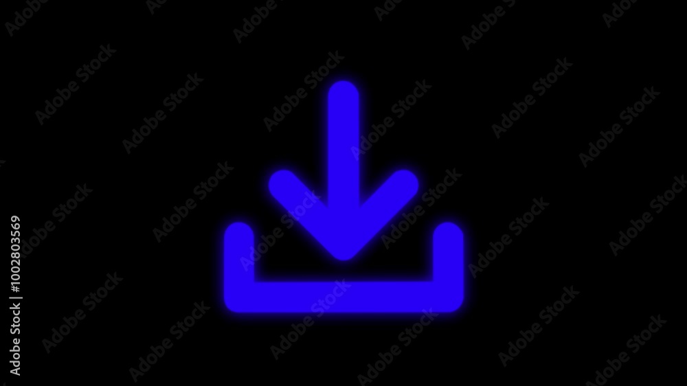 animation of download icon arrow icon. on black background animation of download icon arrow icon. on black background