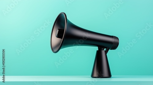 Modern Minimalist Black Megaphone in Office Setting