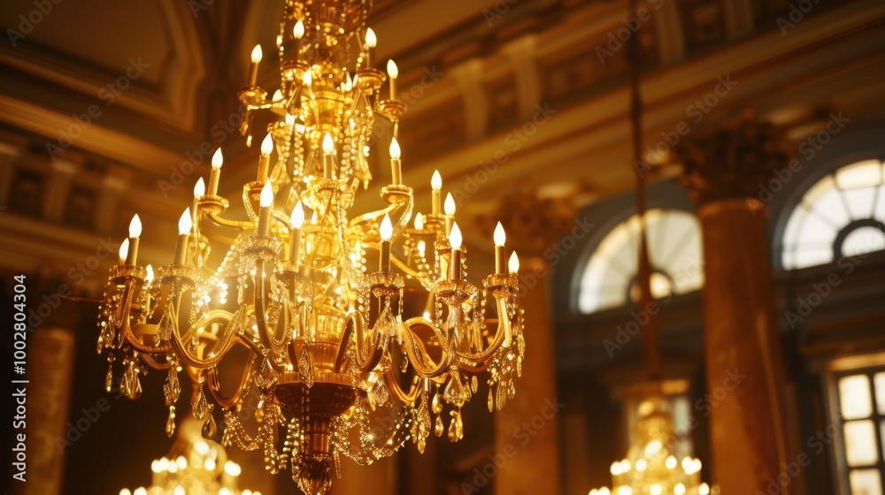 Obraz premium Elegant Chandelier in Luxurious Interior Setting