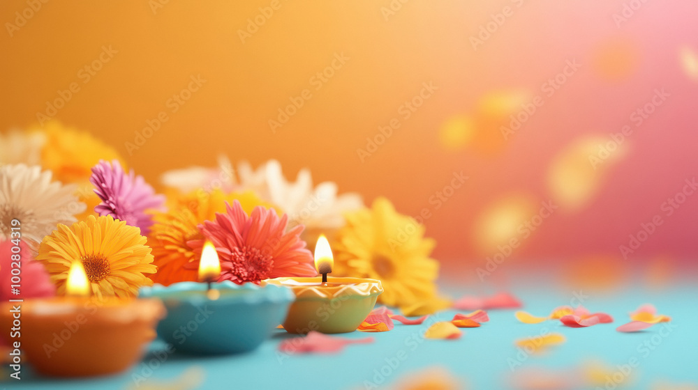 diwali festival concept oil lamp with rangoli diwali festival concept oil lamp with rangoli