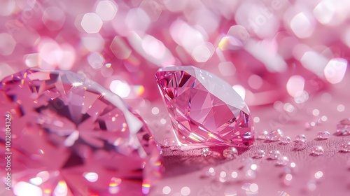 Stunning close-up of pink diamonds sparkling against a soft background, perfect for showcasing luxury and elegance.