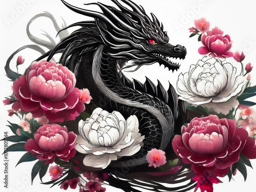 chinese dragon on black background