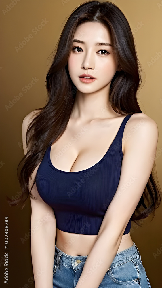 Beautiful body of Asian woman, close up portrait.