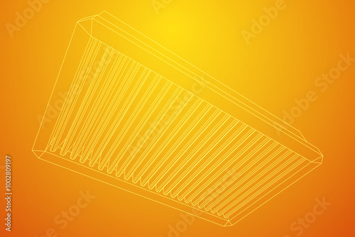 Car engine air filters. Auto spare part. Car care service maintenance. Wireframe low poly mesh vector illustration.