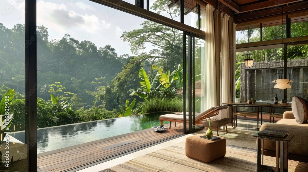 Obraz premium Serene Nature View from Modern Living Space