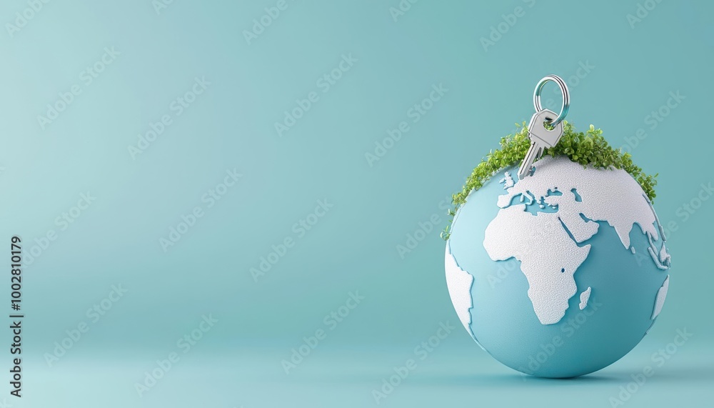 A globe with grass and a padlock symbolizes environmental protection and sustainability, showcasing a green future. A globe with grass and a padlock symbolizes environmental protection and sustainability, showcasing a green future.