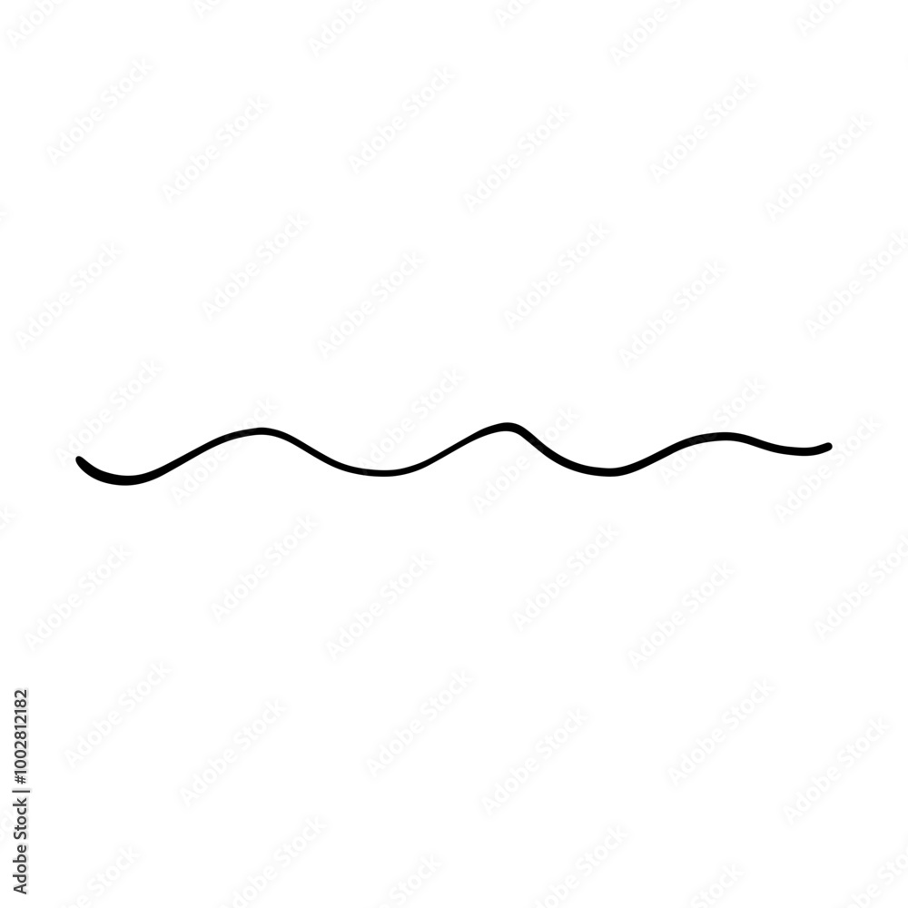 Hand drawn curly divider line icon vector illustration design element of swish, swash, swoosh underline swirl squiggle stroke line