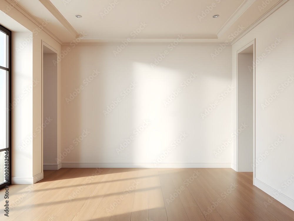 Obraz premium Minimalist hallway with wide wall for art mock-up