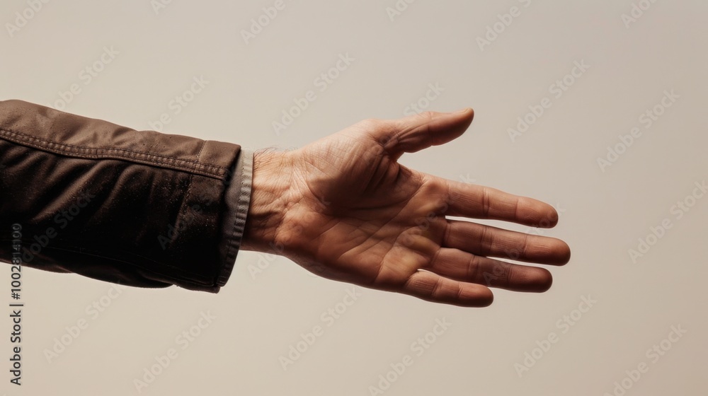 Open Hand Reaching Out with Neutral Background Open Hand Reaching Out with Neutral Background